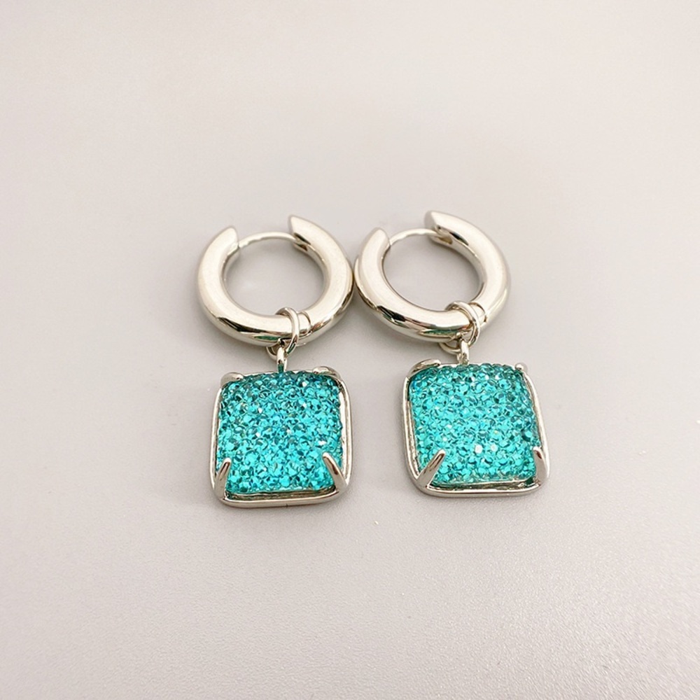 Dangle earrings ,silver Huggie hoops, silver drop earrings, dangle drop earrings - Picture 3 of 6